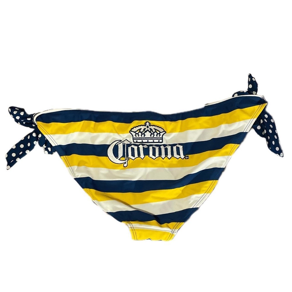 corona beer brand striped bikini bottoms